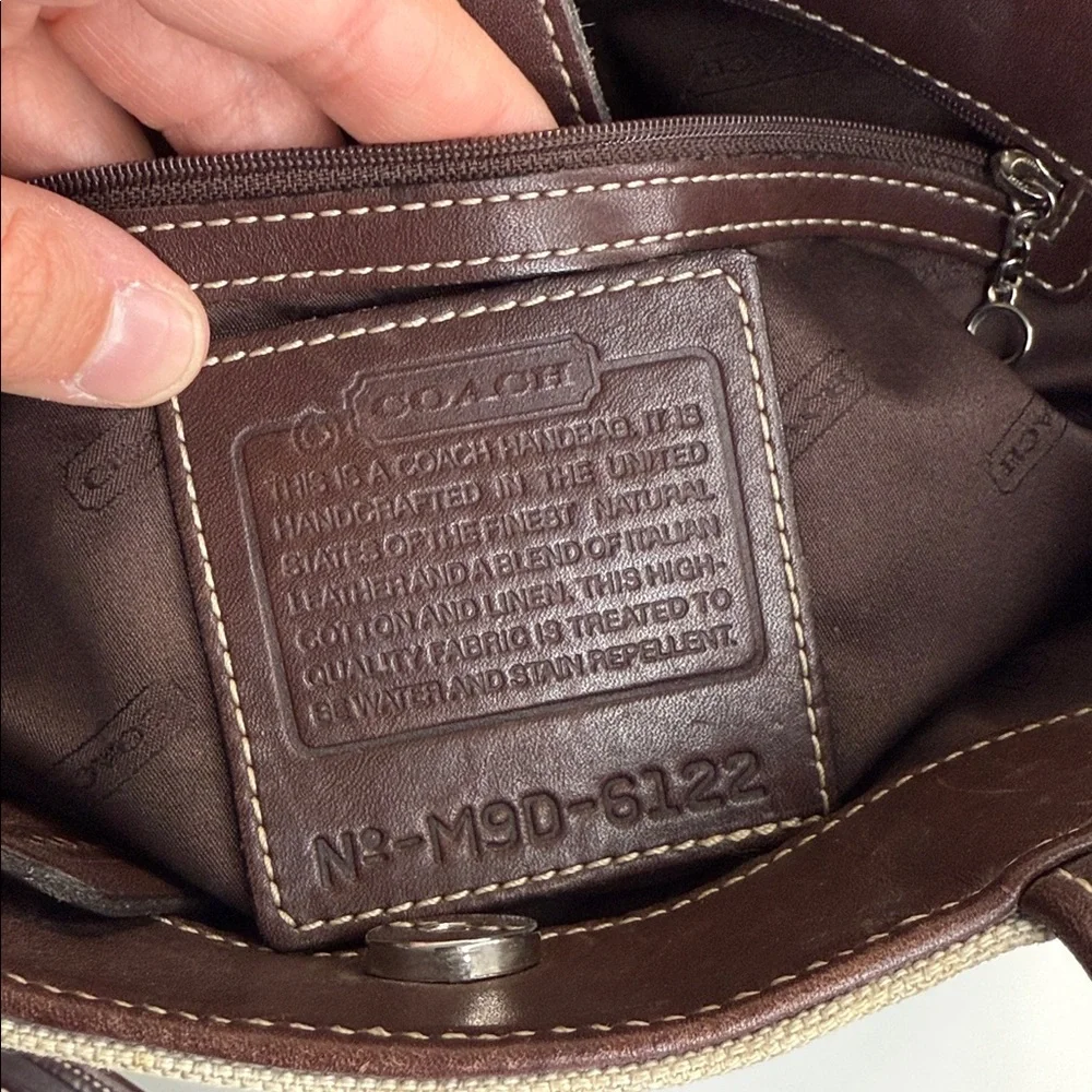 Coach 6122 vintage Bleecker Satchel linen canvas and brown leather tote bag - Picture 8 of 12
